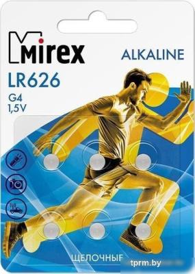 Элементы питания Mirex LR621 (AG1) Mirex блистер 6 шт. 23702-LR621-E6 