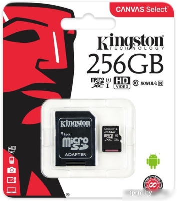 Карта памяти Kingston Canvas Select SDCS/256GB microSDXC 256GB (с адаптером) 