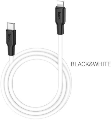 Кабель Hoco X21 Plus Silicone USB Type-C - Lightning (1 м, черный/белый) 