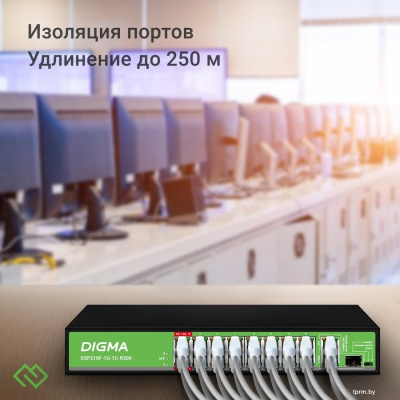 Неуправляемый коммутатор Digma DSP216F-1G-1C-R300 