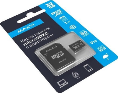 Maxvi microSDHC 32GB MSD32GBC10V10 (с адаптером) 
