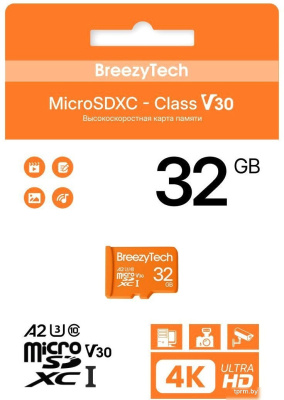 BreezyTech Ultra microSDHC Class 10/A2/V30 32GB (без адаптера) 