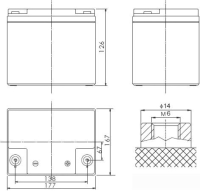 Аккумулятор для ИБП Powerman CA12240/UPS (12В/24 А·ч) 