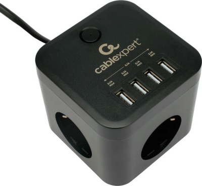 Сетевой фильтр Cablexpert CUBE-3-U4-B-1.5 
