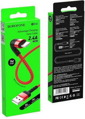 Кабель Borofone BX34 Ligthtning 1 м (красный) 