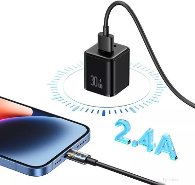 Кабель Usams US-SJ709 USB Type-A - Lightning (1 м, черный) 