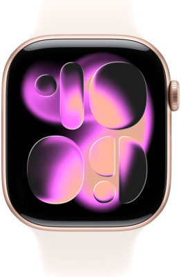 Умные часы Apple Watch Series 11 46 мм (алюминиевый корпус, розовое золото/легкие румяна, спортивный силиконовый ремешок M/L) 