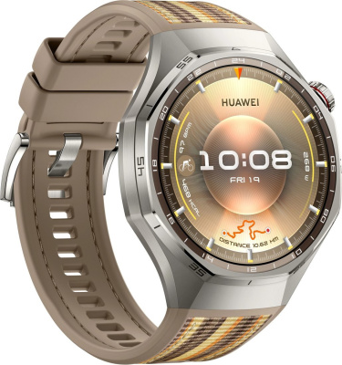 Умные часы Huawei Watch GT 6 Pro 46 мм (серебристый, с коричневым плетеным ремешком, международная версия) 