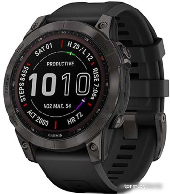 Умные часы Garmin Fenix 7 Sapphire Solar 47 мм (серый карбон/черный) 