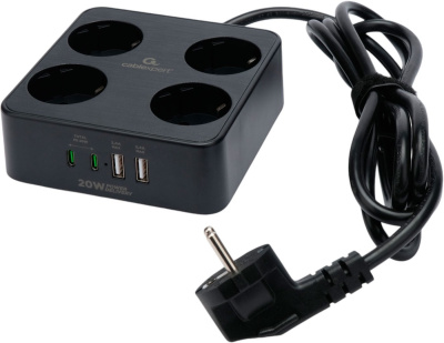 Сетевой фильтр Cablexpert PLT-4-C2U2-B-2 