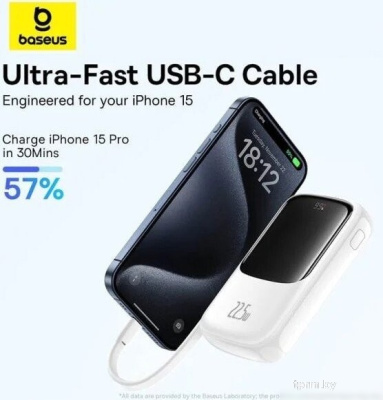Baseus Qpow Pro+ Digital Display Fast Charge 22.5W 10000mAh (белый) 