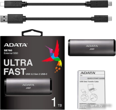 Внешний накопитель A-Data SE760 2TB ASE760-2TU32G2-CTI (титан) 