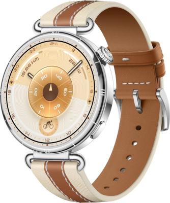 Умные часы Huawei Watch GT 6 41 мм (серебристый, с коричневым кожаным ремешком, международная версия)