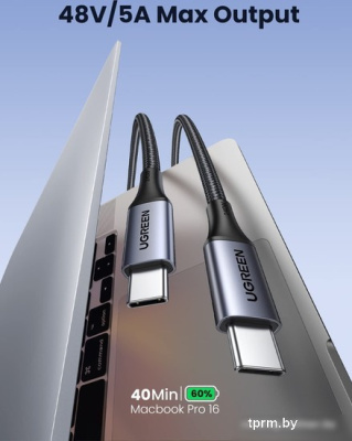 Кабель Ugreen US535 15311 USB Type-C - USB Type-C (1 м, черный) 