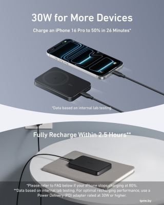 Внешний аккумулятор Anker MagGo Power Bank A1664 10000mAh (черный) 