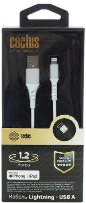 Кабель CACTUS USB Type-A - Lightning CS-LG.USB.A-1.2 (1.2 м, белый)