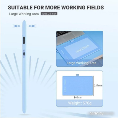 Графический планшет Parblo Ninos N10B (голубой) 