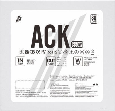 Блок питания 1stPlayer ACK 650W HA-650AC1-WH 