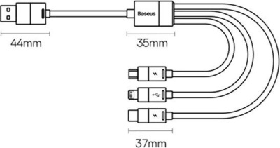 Baseus StarSpeed 1-for-3 Fast Charging Data Cable (1.2 м, черный) 