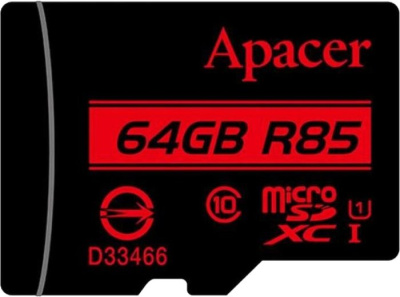 Карта памяти Apacer microSDXC AP64GMCSX10U5-R 64GB (с адаптером) 