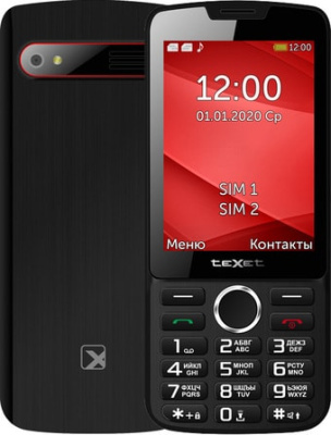 Кнопочный телефон TeXet TM-308 (черный/красный)