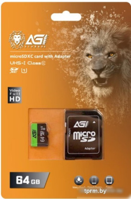 AGI TF138 microSDXC AGI064GU1TF138 64GB (с адаптером) 