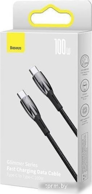 Кабель Baseus Glimmer Series Fast Charging Data Cable USB Type-C - Type-C 100W CADH000701 (1 м, черный) 
