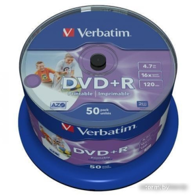 DVD-R диск Verbatim 4.7Gb 16x Verbatim Wide Inkjet Printable 50 шт. CakeBox 043512 