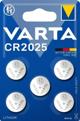 Элементы питания Varta Lithium CR2025 3V 6025229405 (5шт) 