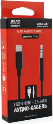 Кабель AVS AU-LJ01 Lighting - 3.5 Jack (1 м, черный)