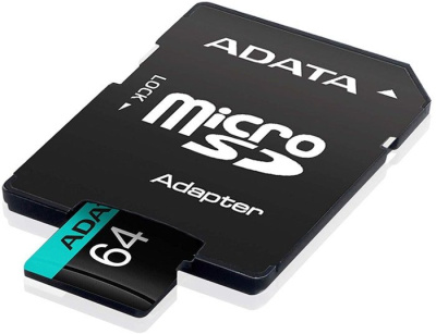 Карта памяти A-Data Premier Pro AUSDX64GUI3V30SA2-RA1 microSDXC 64GB (с адаптером) 