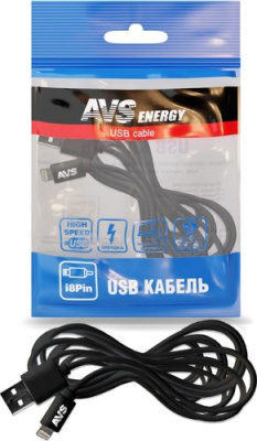 Кабель AVS A78974S USB Type-A - Lighting (3 м, черный)