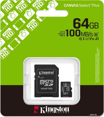 Kingston Canvas Select Plus microSDXC 64GB SDCS3/64GB (с адаптером) 