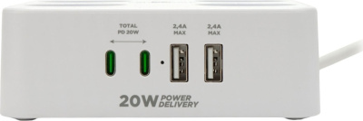 Сетевой фильтр Cablexpert PLT-4-C2U2-W-2 