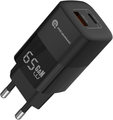 Сетевое зарядное Atomic UniQ G651 GAN 65W (черный)