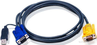 Кабель Aten 2L-5206UP USB Type-A - VGA (6 м, черный) 