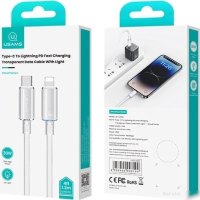 Кабель Usams US-SJ659 USB Type-С - Lightning (1.2 м, белый) 