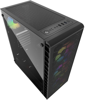 Корпус Powercase Mistral Z4С Mesh LED (черный) 