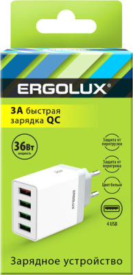 Сетевое зарядное Ergolux ELX-РA02QC-C01
