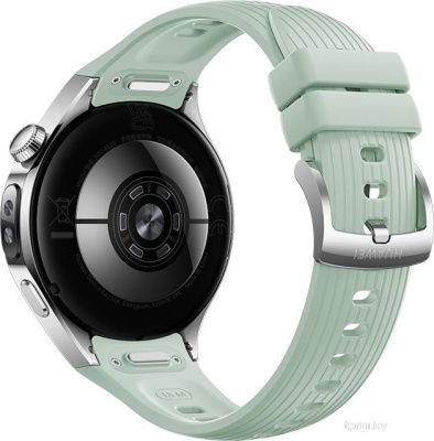 Умные часы Huawei Watch 5 42 мм (серебристый, с зеленым силиконовым ремешком, международная версия) 