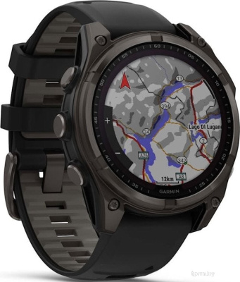 Garmin Fenix 8 Solar, Sapphire 47мм (титановый угольно-серый DLC с черным ремешком) 