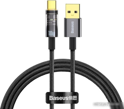 Кабель Baseus Explorer Series Auto Power-Off Fast Charging USB Type-A -USB Type-C (1 м, черный) 