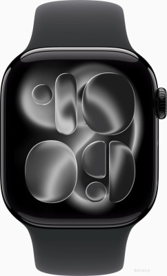 Умные часы Apple Watch Series 11 42 мм (алюминиевый корпус, черный/черный, спортивный силиконовый ремешок S/M) 