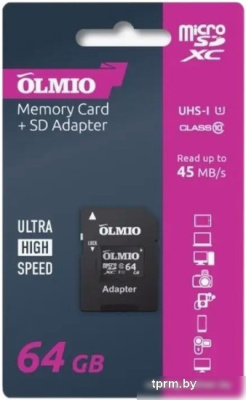 Карта памяти Olmio microSDXC 64GB UHS-I U3 