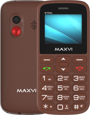 Кнопочный телефон Maxvi B100ds (коричневый)