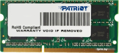 Оперативная память Patriot Signature Line 4GB DDR3 SO-DIMM PC3-12800 [PSD34G16002S] 