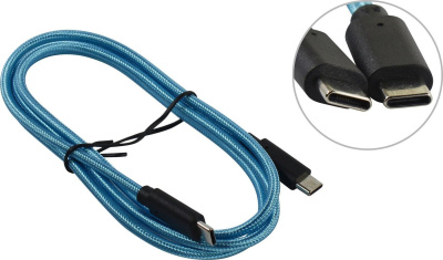 Кабель 5bites TC203-112G USB Type-C - USB Type-C (1.2 м, голубой) 