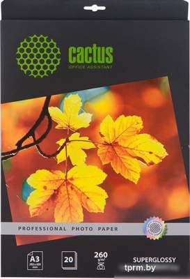 CACTUS Суперглянцевая A3 260 г/кв.м. 20 листов (CS-HGA326020) 