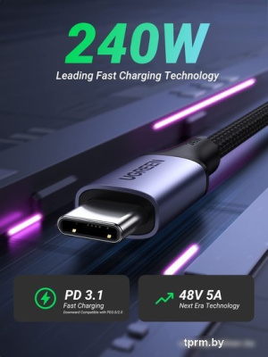 Кабель Ugreen US535 15311 USB Type-C - USB Type-C (1 м, черный) 