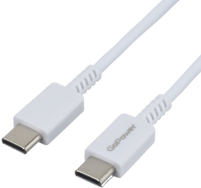Кабель GoPower 00-00022803 USB Type-C - USB Type-C (1 м, белый)